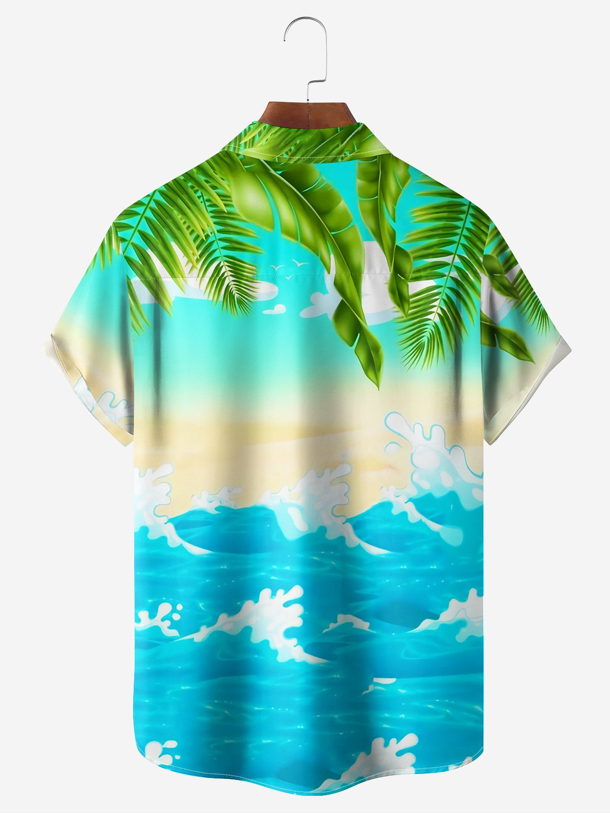 Santa Surfing Chest Pocket Short Sleeve Hawaiian Shirt