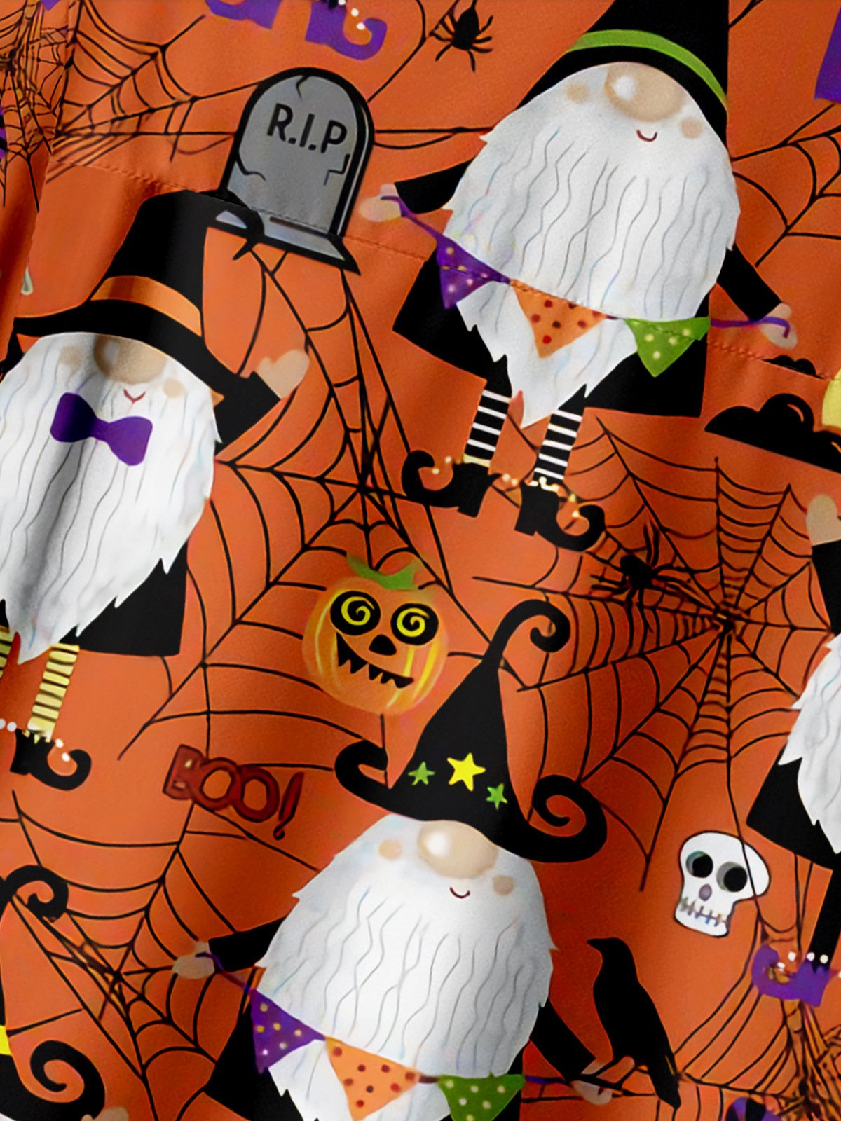 Halloween Gnome Chest Pocket Short Sleeve Shirt