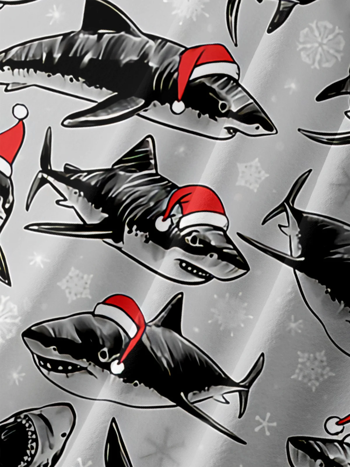 Hardaddy Christmas Shark Chest Pocket Short Sleeve Shirt