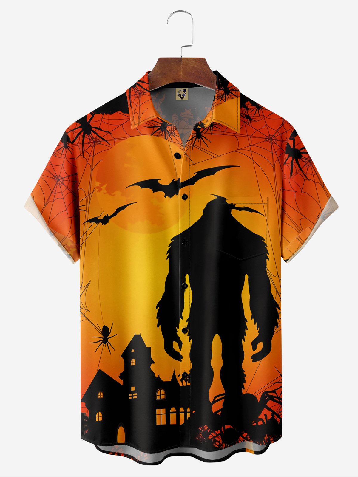 Halloween Chest Pocket Short Sleeve Casual Shirt