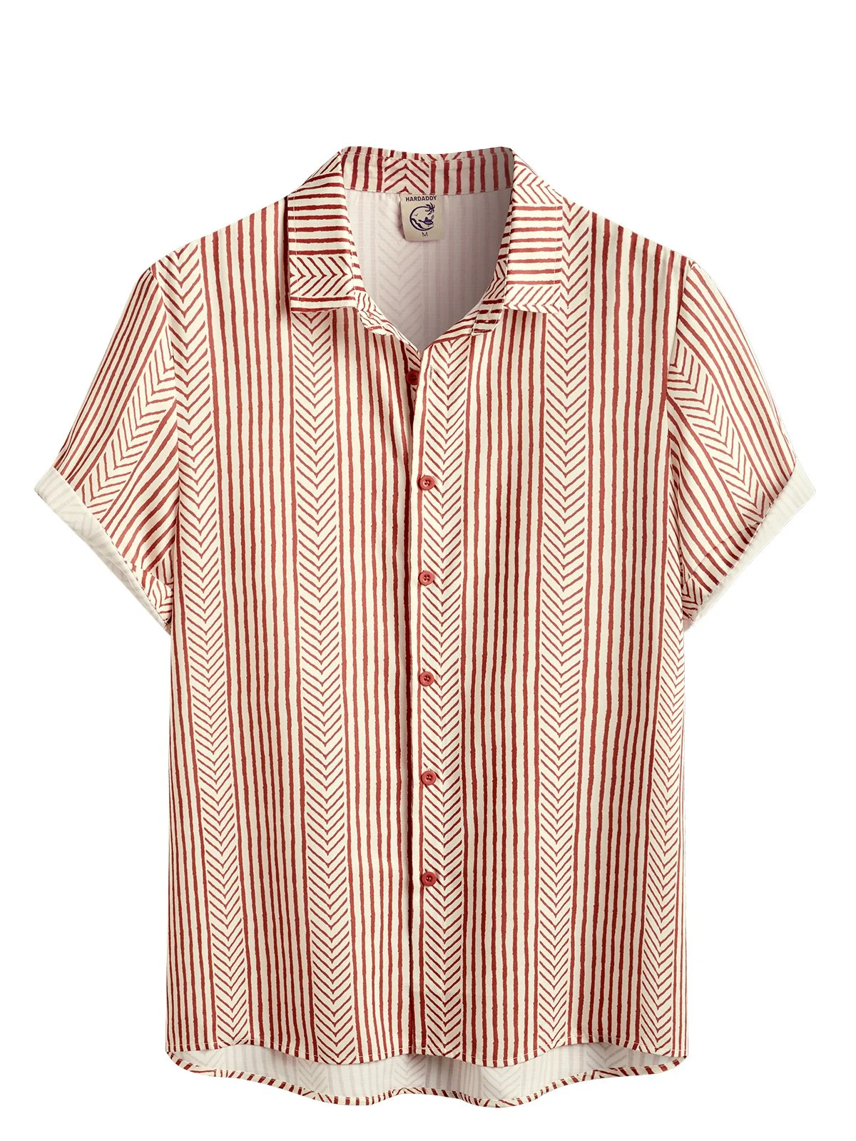 Hardaddy Big Size Retro Striped Chest Pocket Short Sleeve Shirt