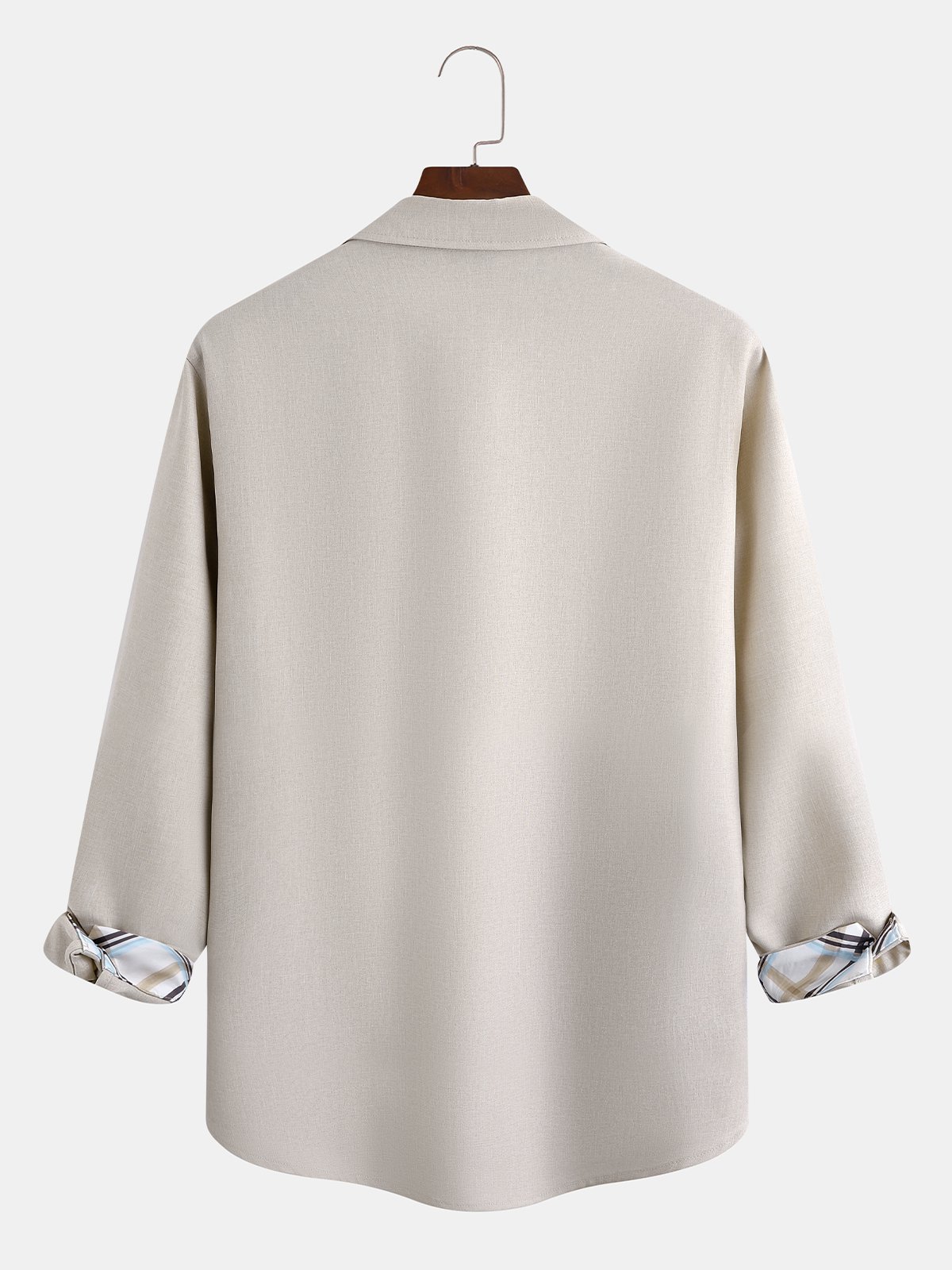 Hardaddy Big Size Plaid Panel Chest Pocket Long Sleeve Shirt