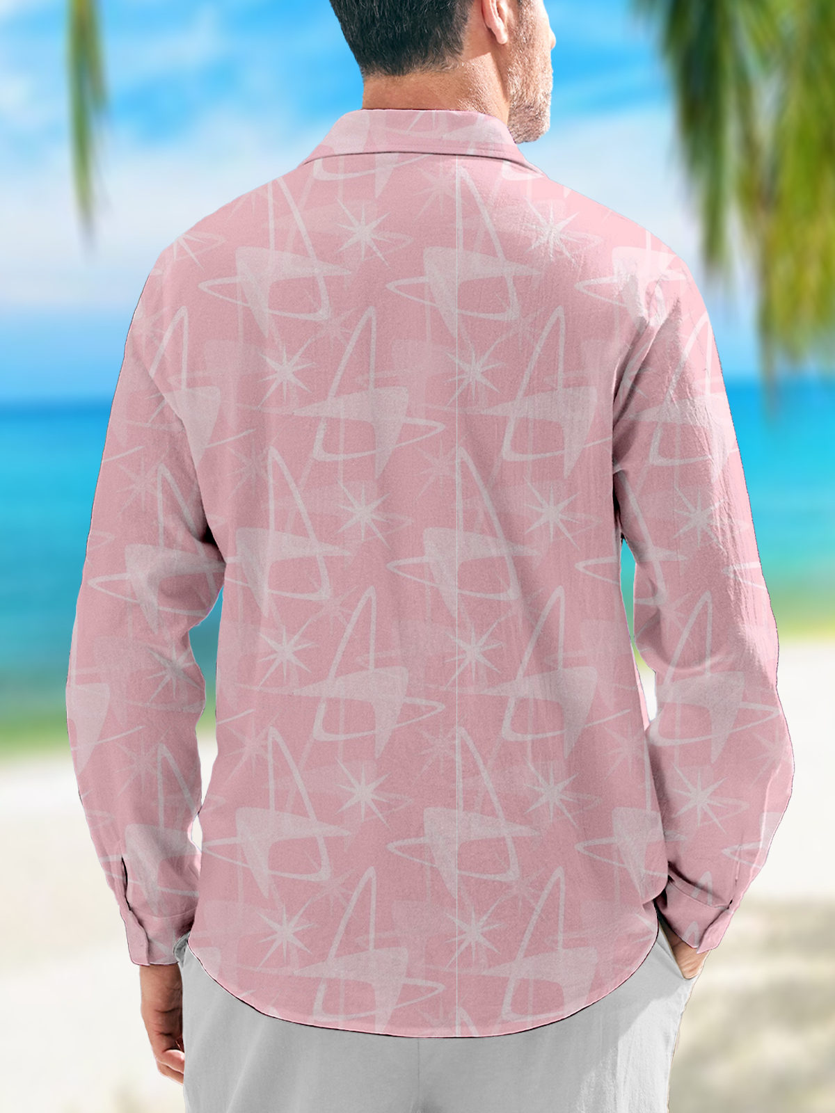 Hardaddy Mid-century Geometry Chest Pocket Long Sleeve Casual Shirt
