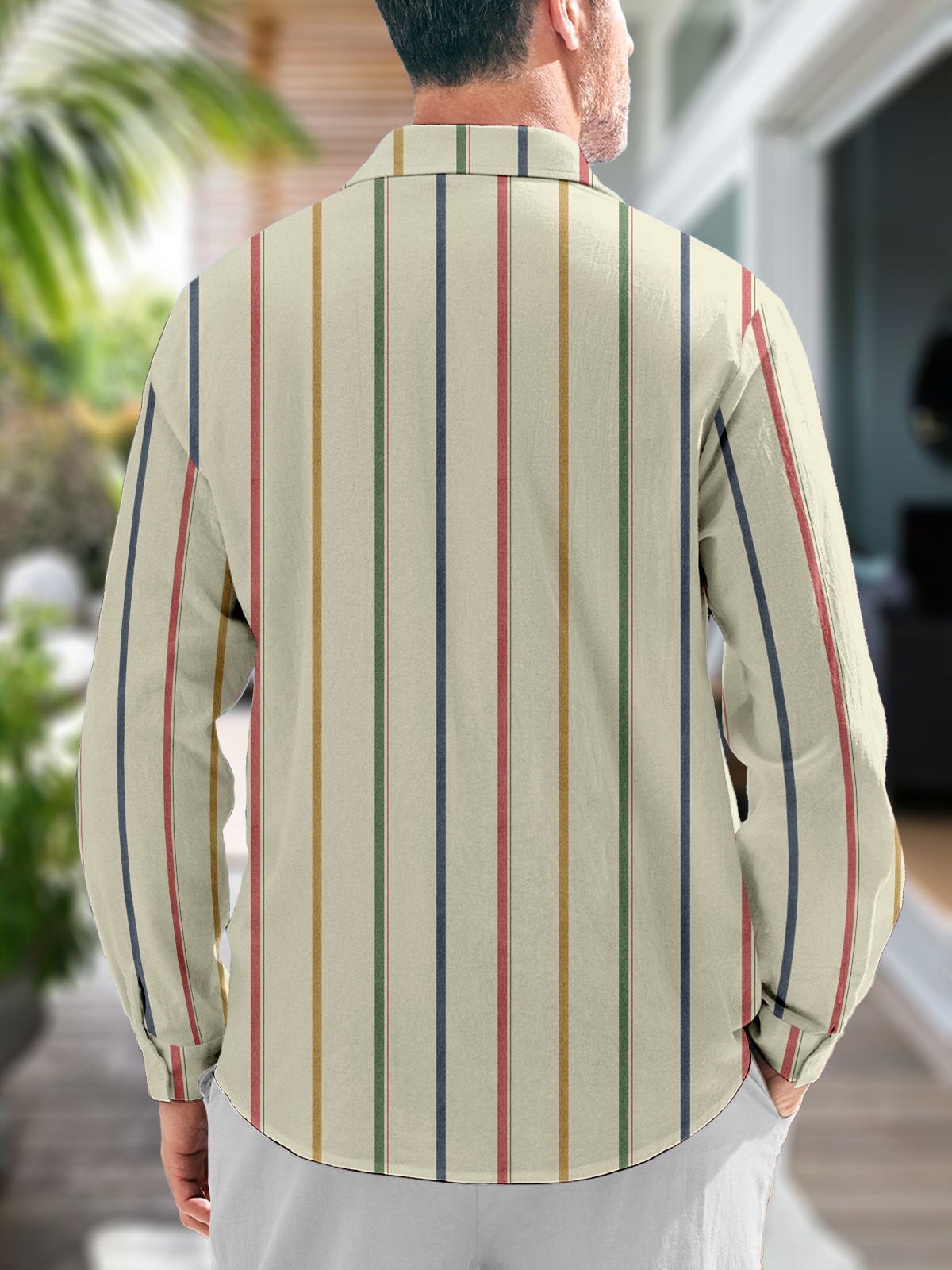 Multicolor Striped Chest Pocket Long Sleeves Casual Shirt