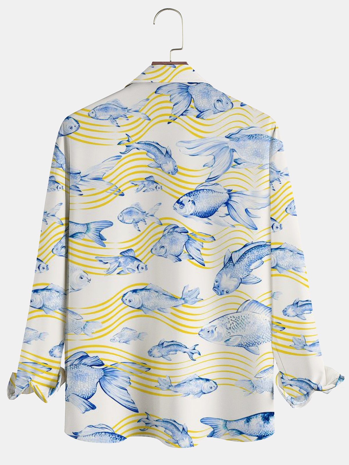 Japanese KOI Chest Pocket Long Sleeve Vacation Shirt