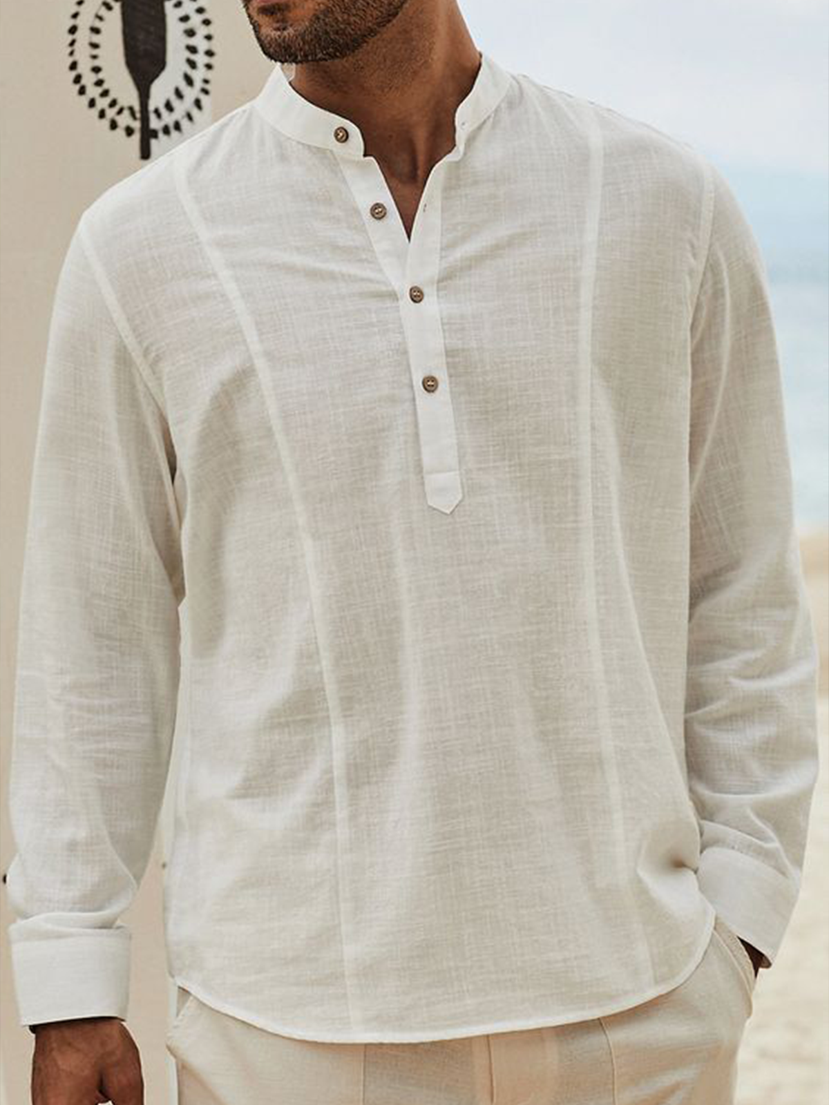 Hardaddy Plain Cotton Long Sleeve Casual Shirt