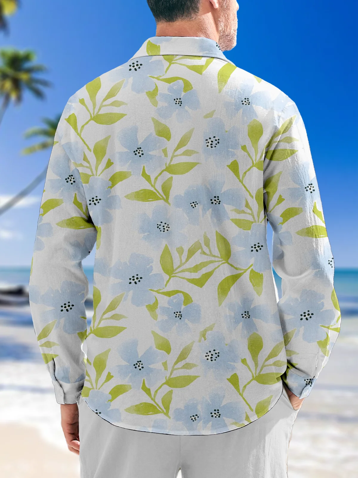 Floral Chest Pockets Long Sleeve Casual Shirt