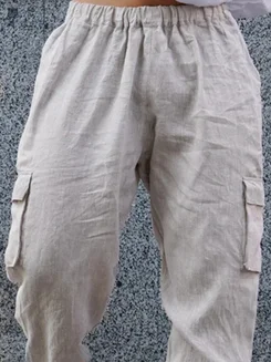 Cotton Plain Casual Cargo Pants