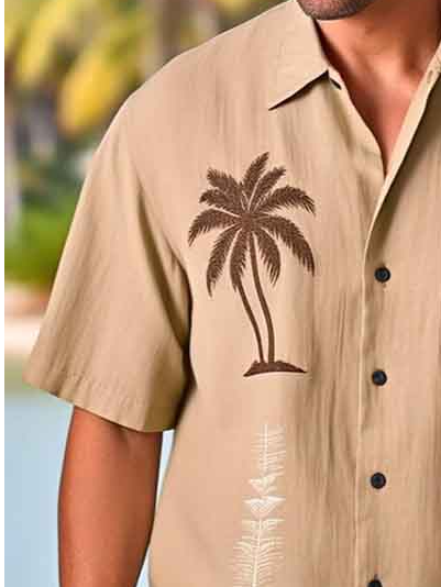 Coconut Tree Print Short Sleeve Resort Shirt