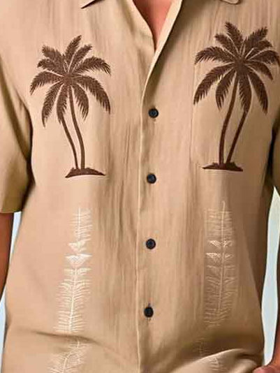 Coconut Tree Print Short Sleeve Resort Shirt