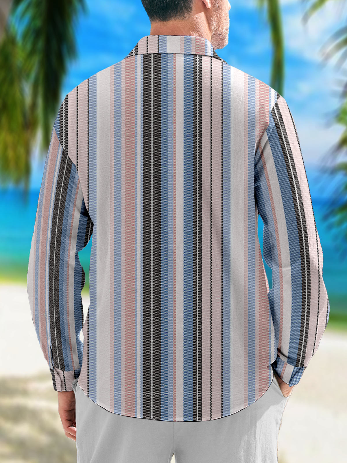 Striped Chest Pocket Long Sleeve Casual Shirt