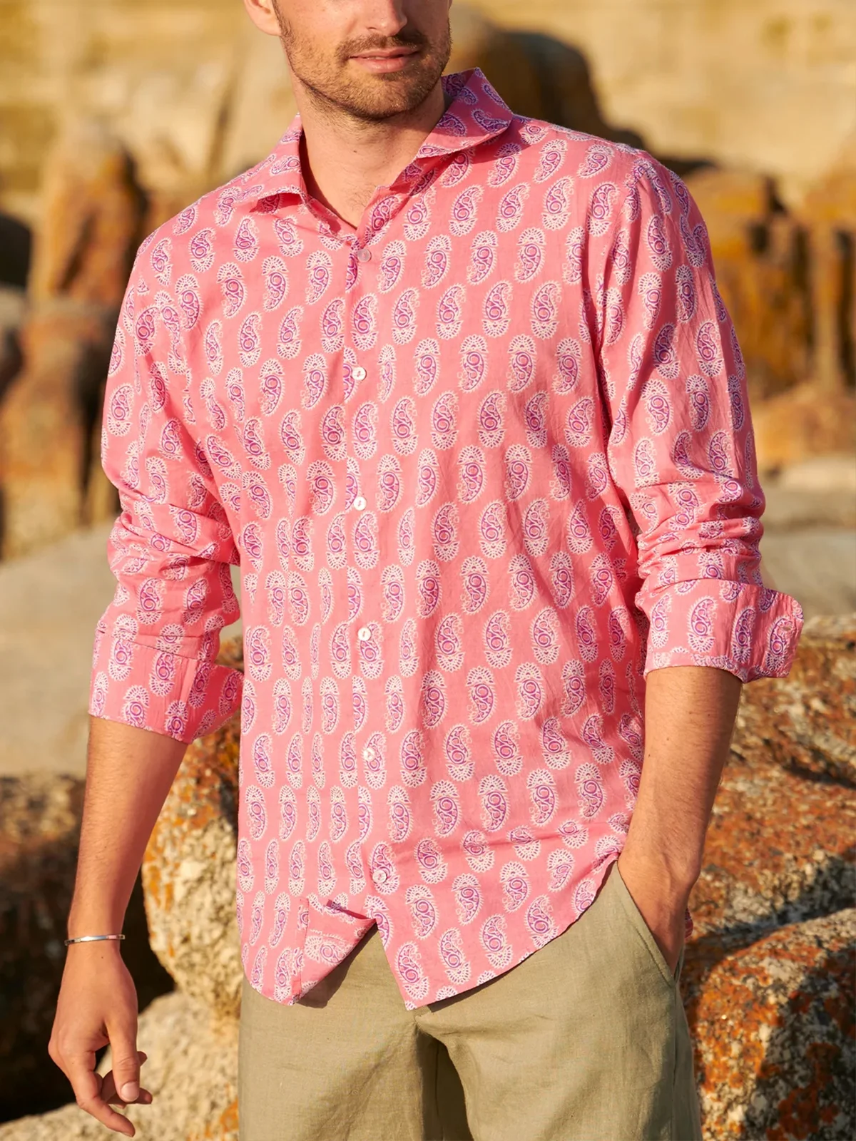 Paisley Print Long Sleeve Casual Shirt