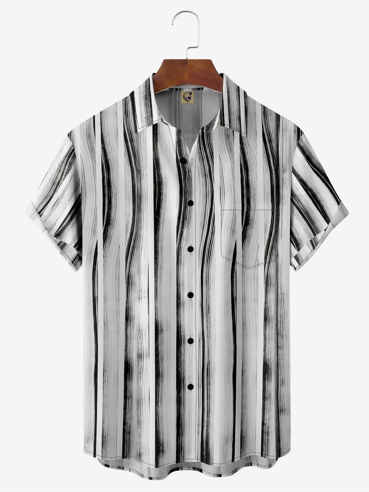 Striped Chest Pocket Short Sleeve Casual Shirt