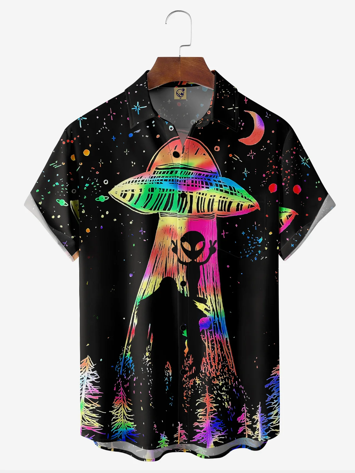 UFO Chest Pocket Short Sleeve Casual Shirt