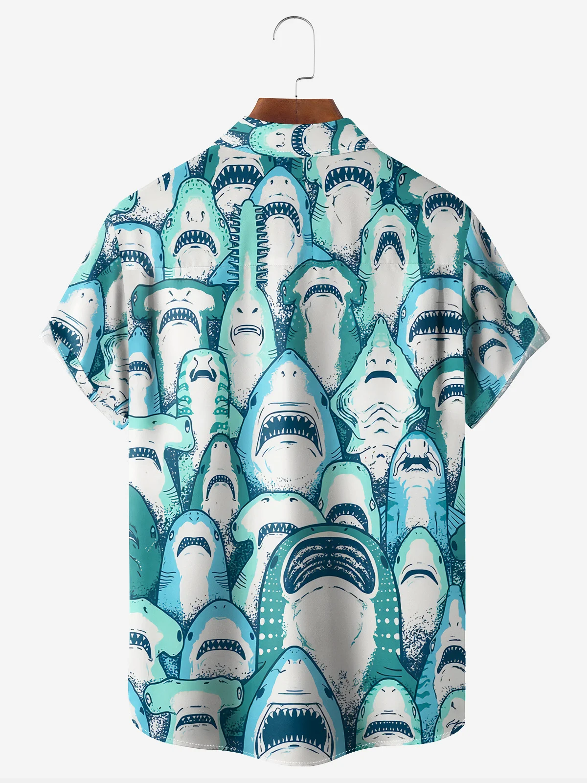 Shark Chest Pocket Short Sleeve Hawaiian Shirt