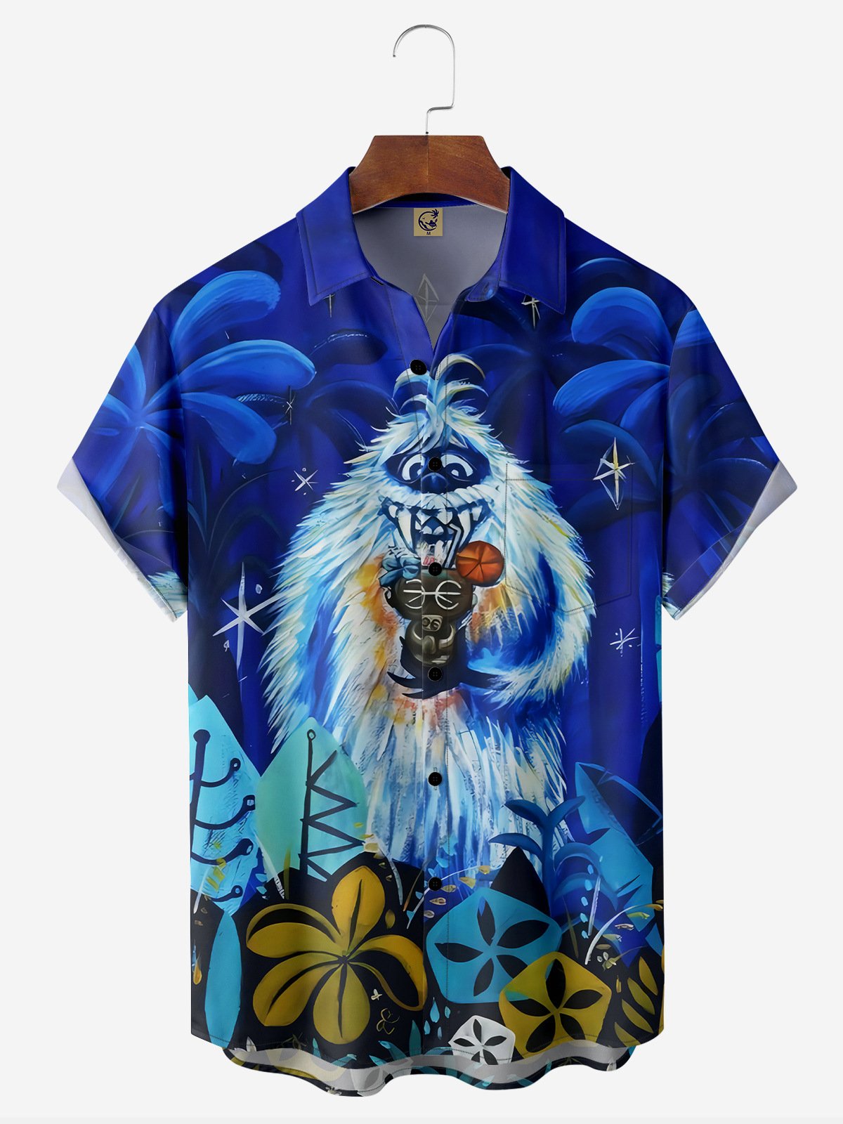 Snowman Chest Pocket Short Sleeve Hawaiian Shirt