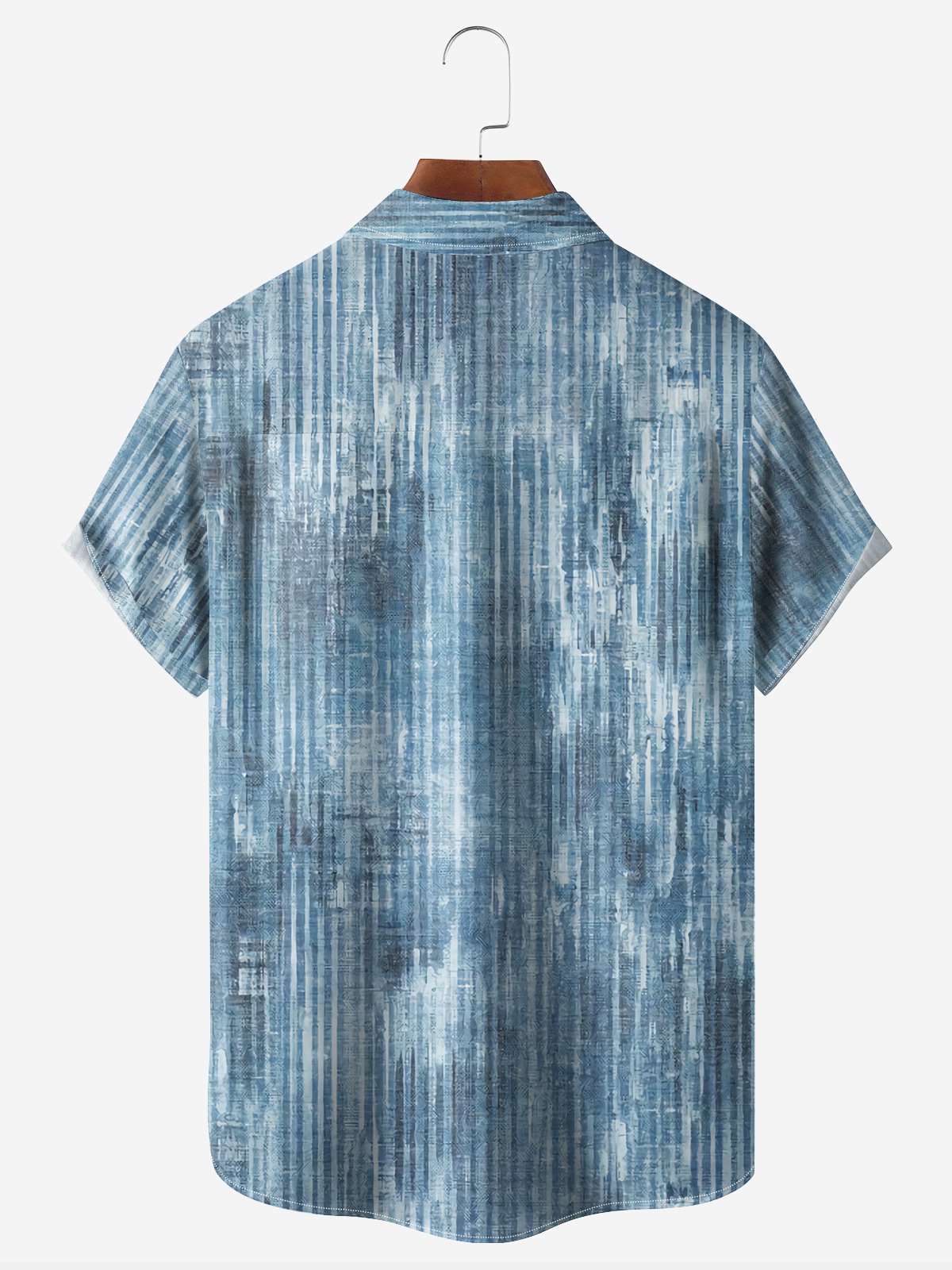 Gradient Texture Chest Pocket Short Sleeve Casual Shirt