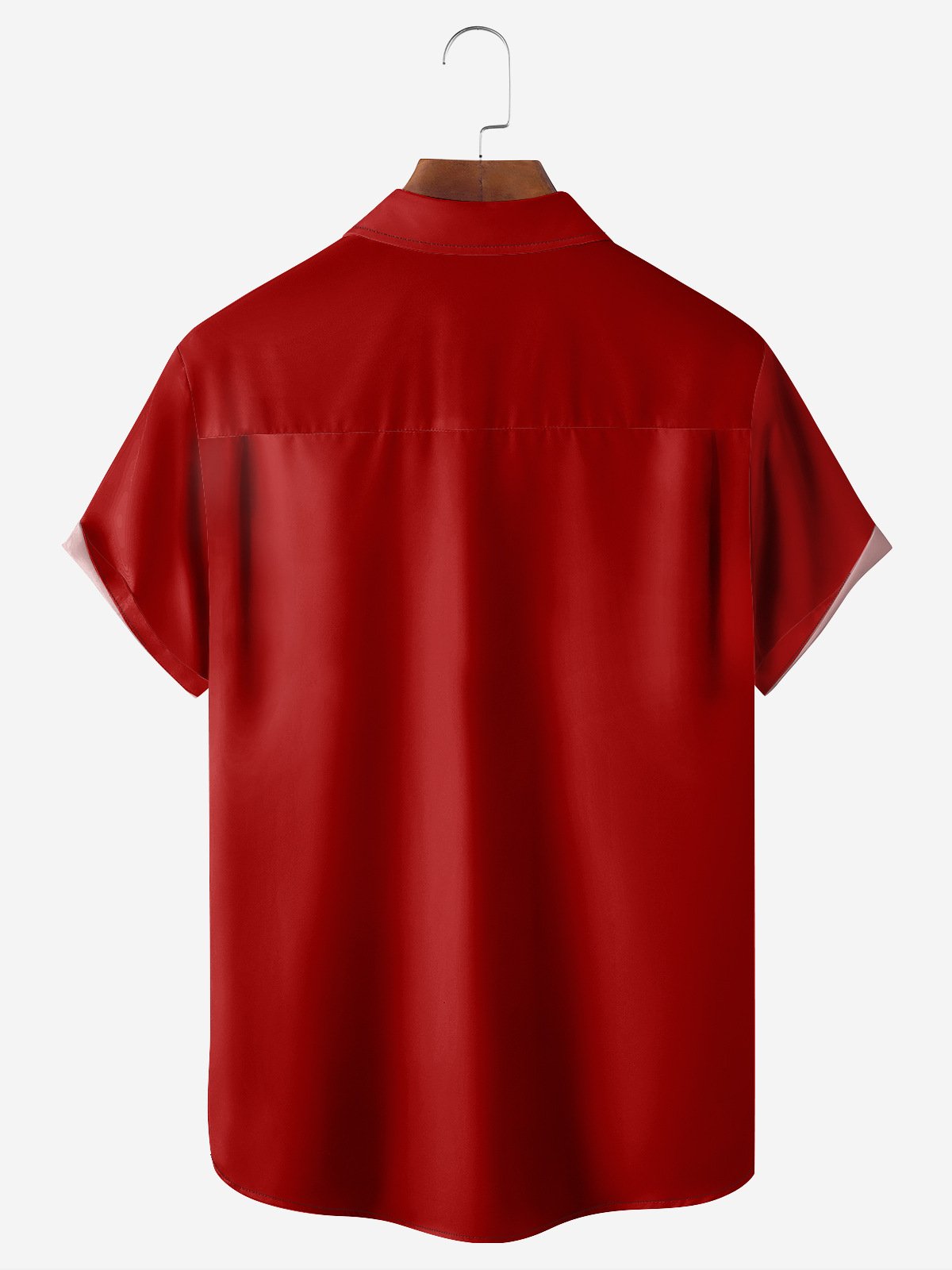 Christmas Deer Chest Pocket Short Sleeve Bowling Shirt