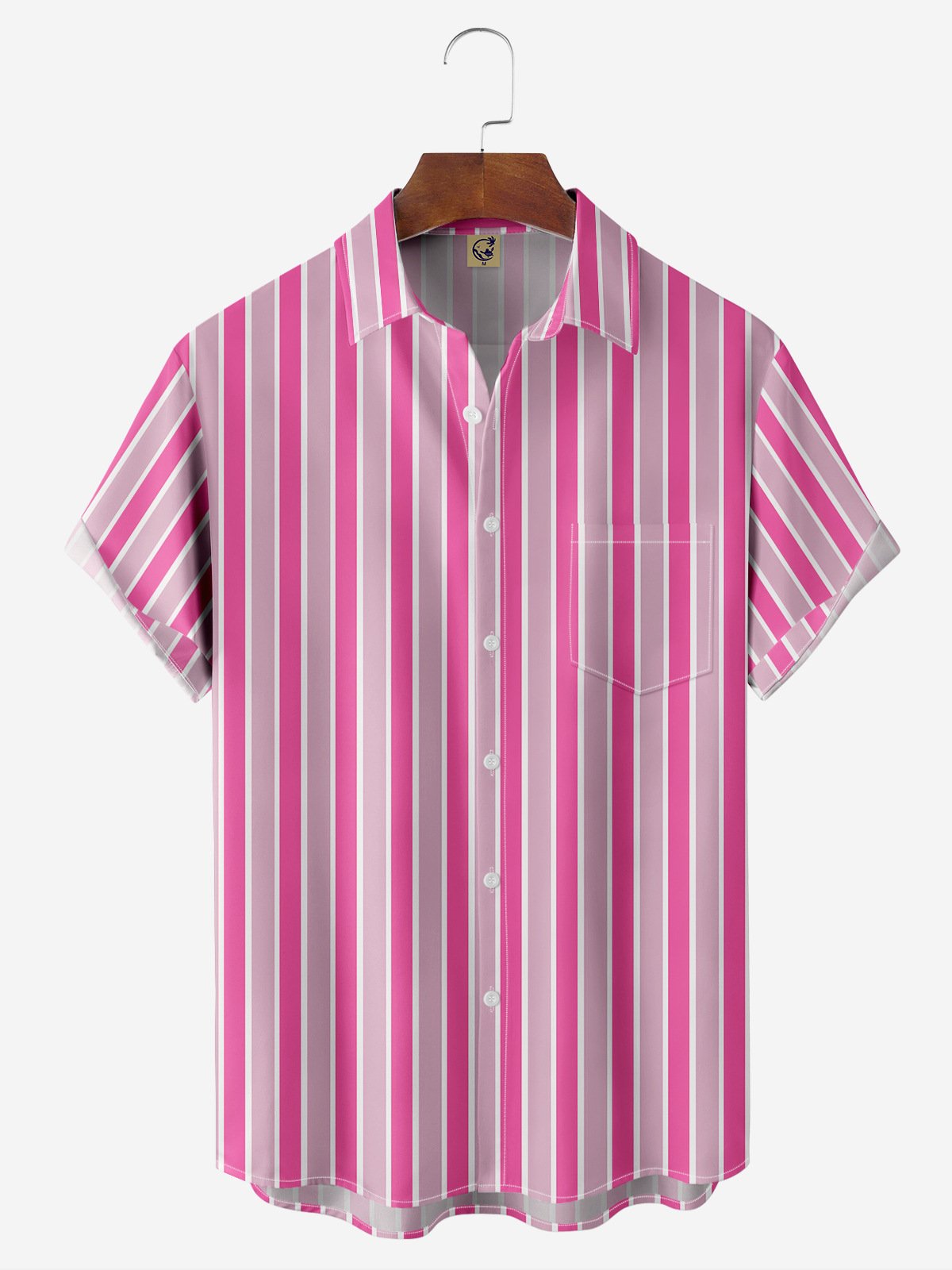 Striped Chest Pocket Short Sleeve Casual Shirt