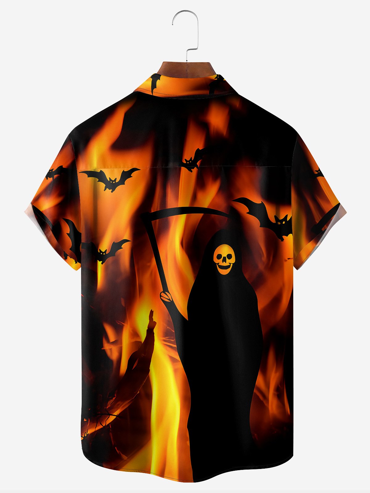 Halloween Ghost Chest Pocket Short Sleeve Casual Shirt