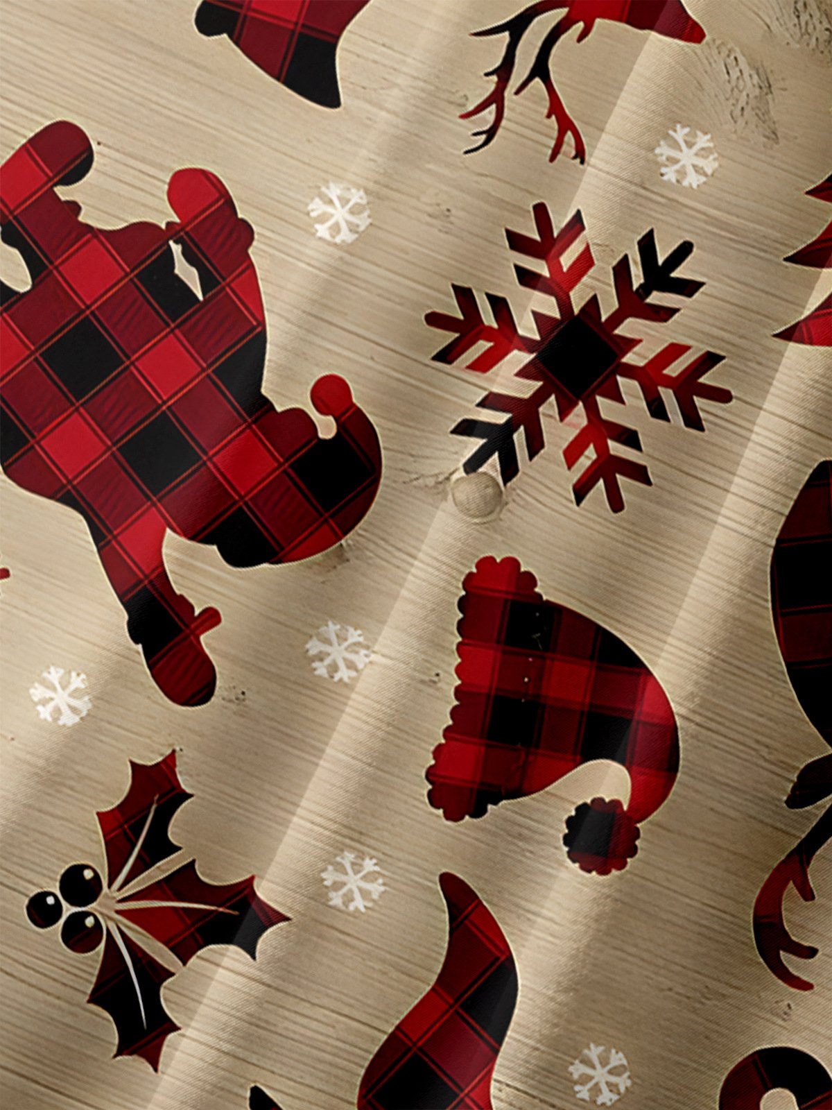 Christmas Reindeer Chest Pocket Short Sleeve Shirt