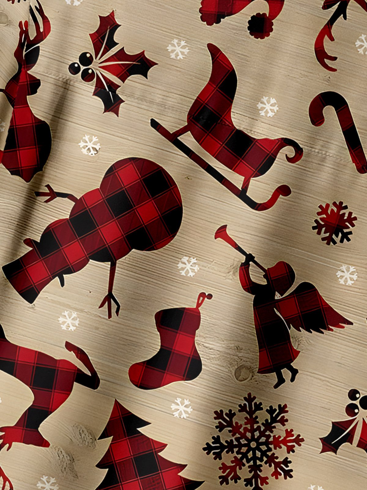 Christmas Reindeer Chest Pocket Short Sleeve Shirt