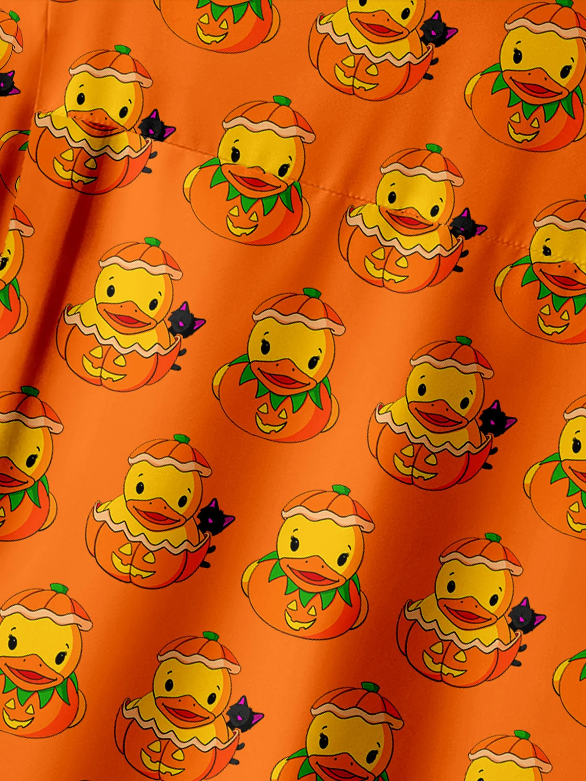 Halloween Duck Chest Pocket Short Sleeve Hawaiian Shirt