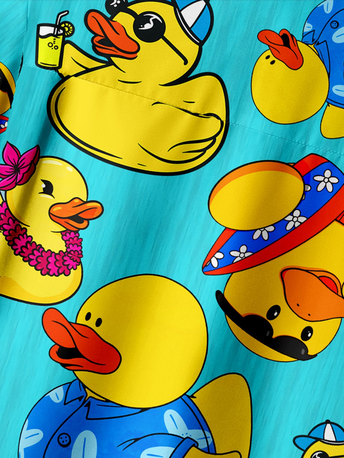 Little Yellow Duck Chest Pocket Short Sleeve Hawaiian Shirt