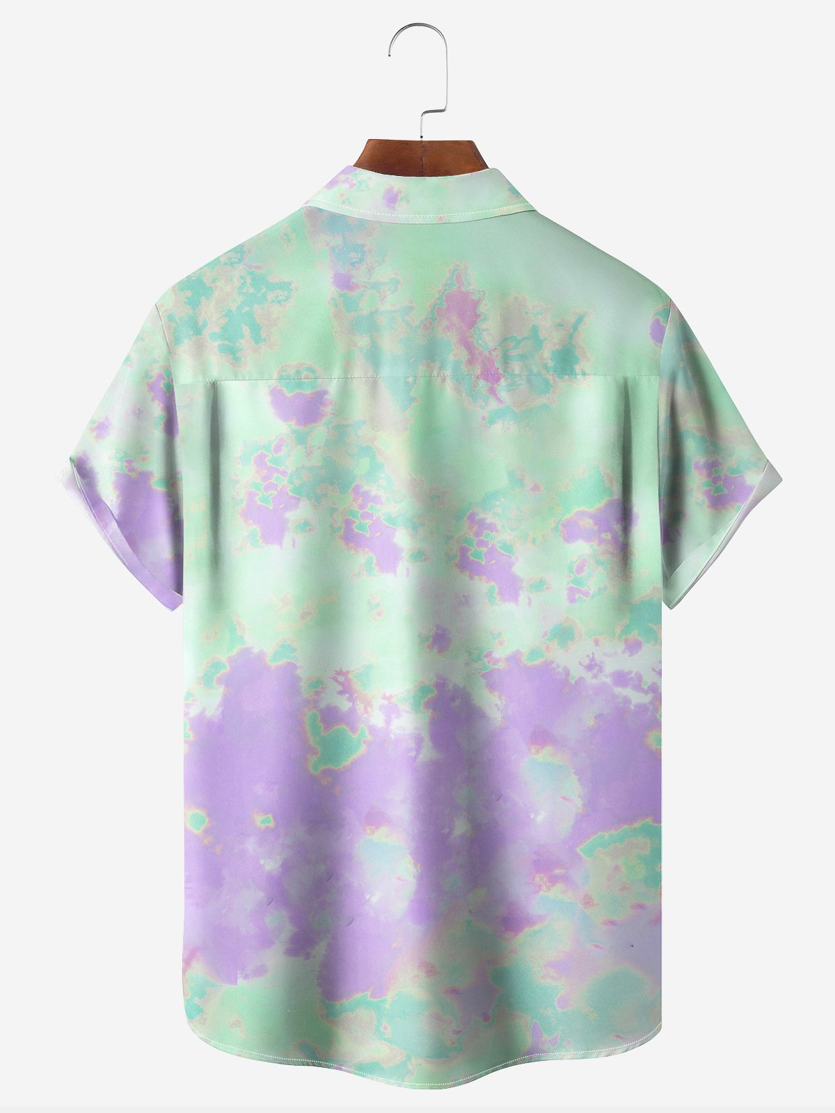 Flower Tie-Dye Chest Pocket Short Sleeve Casual Shirt