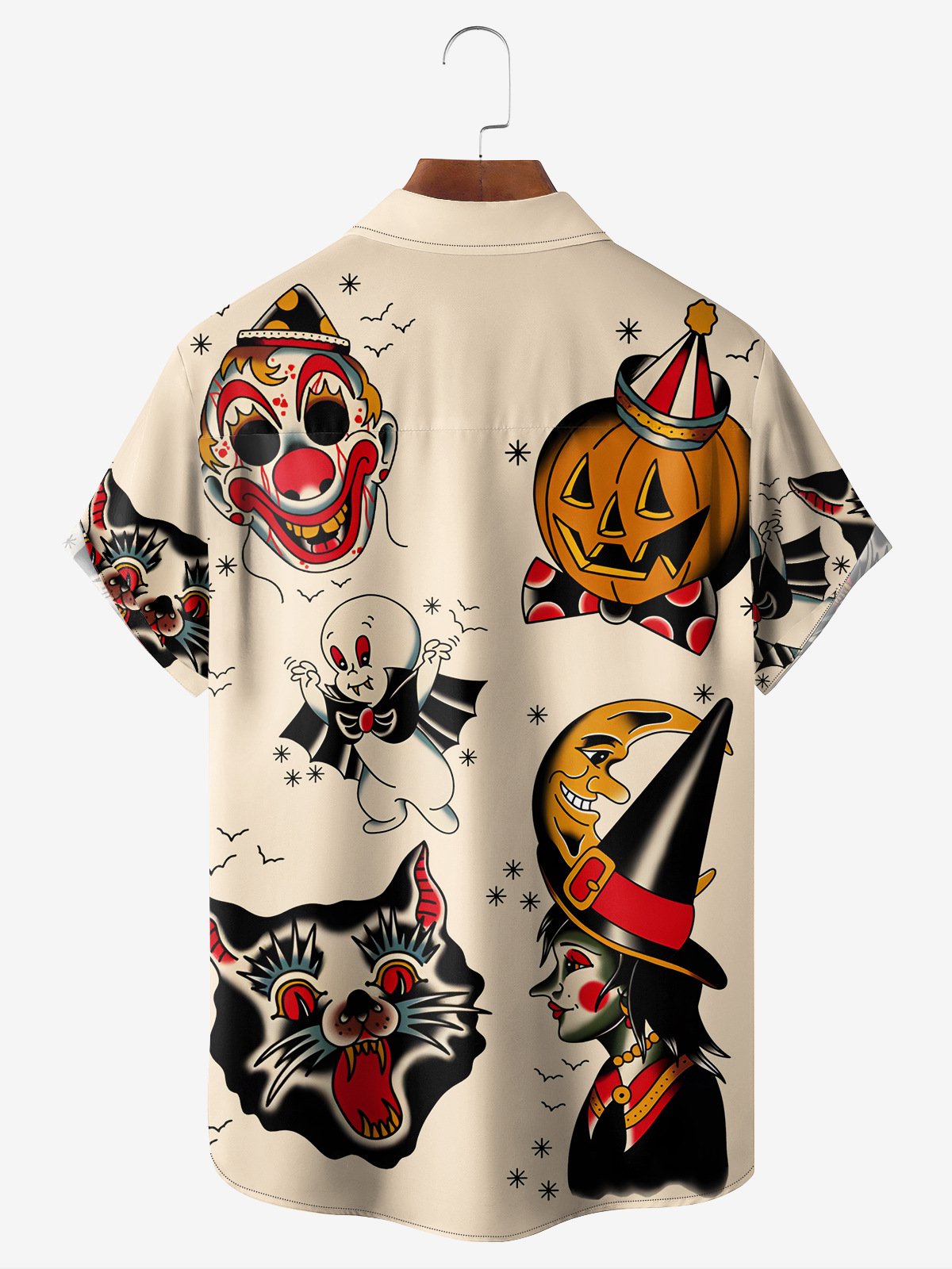 Halloween Chest Pocket Short Sleeve Casual Shirt