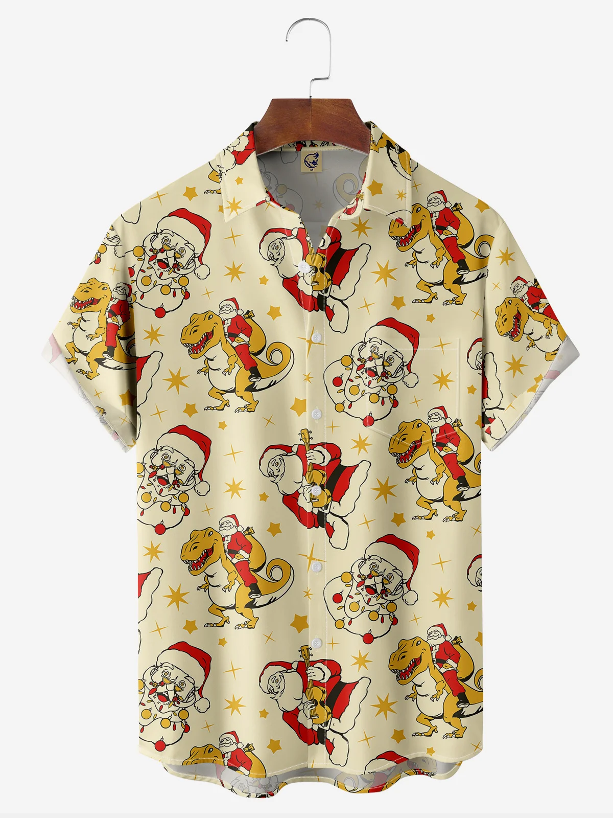 Christmas Chest Pocket Short Sleeve Hawaiian Shirt