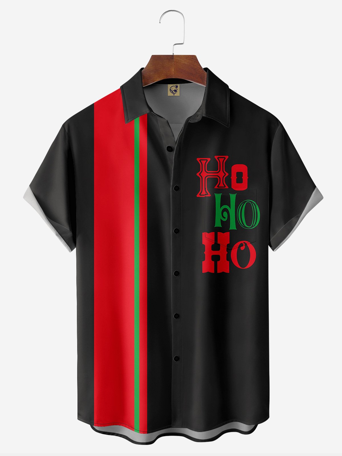 Christmas Chest Pocket Short Sleeve Bowling Shirt