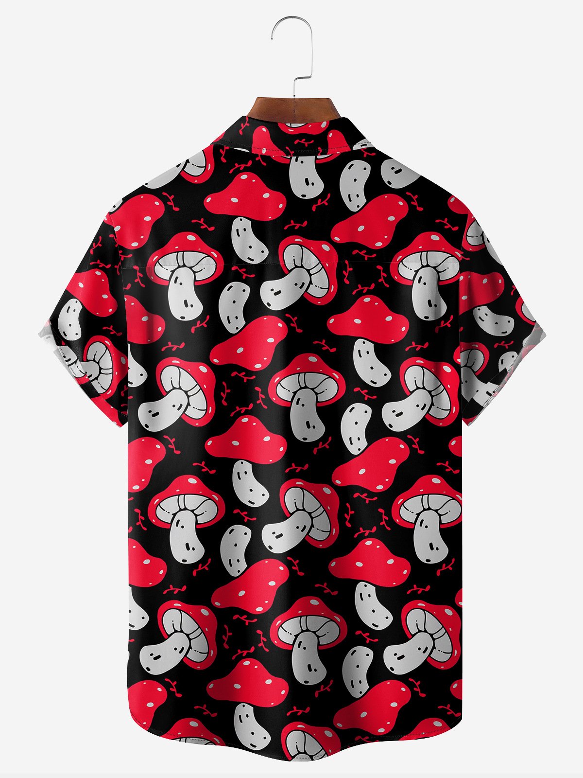 Mushroom Chest Pocket Short Sleeve Hawaiian Shirt