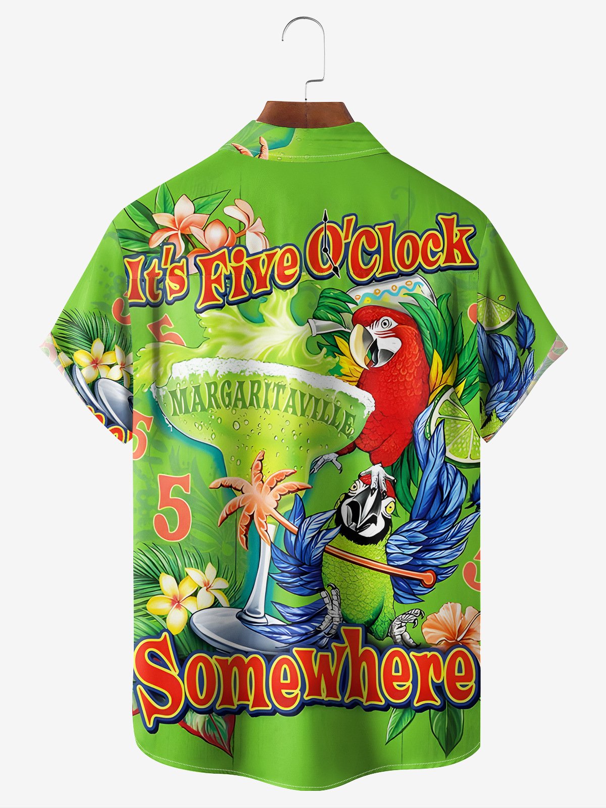 It‘s 5 O'Clock Somewhere Chest Pocket Short Sleeve Hawaiian Shirt