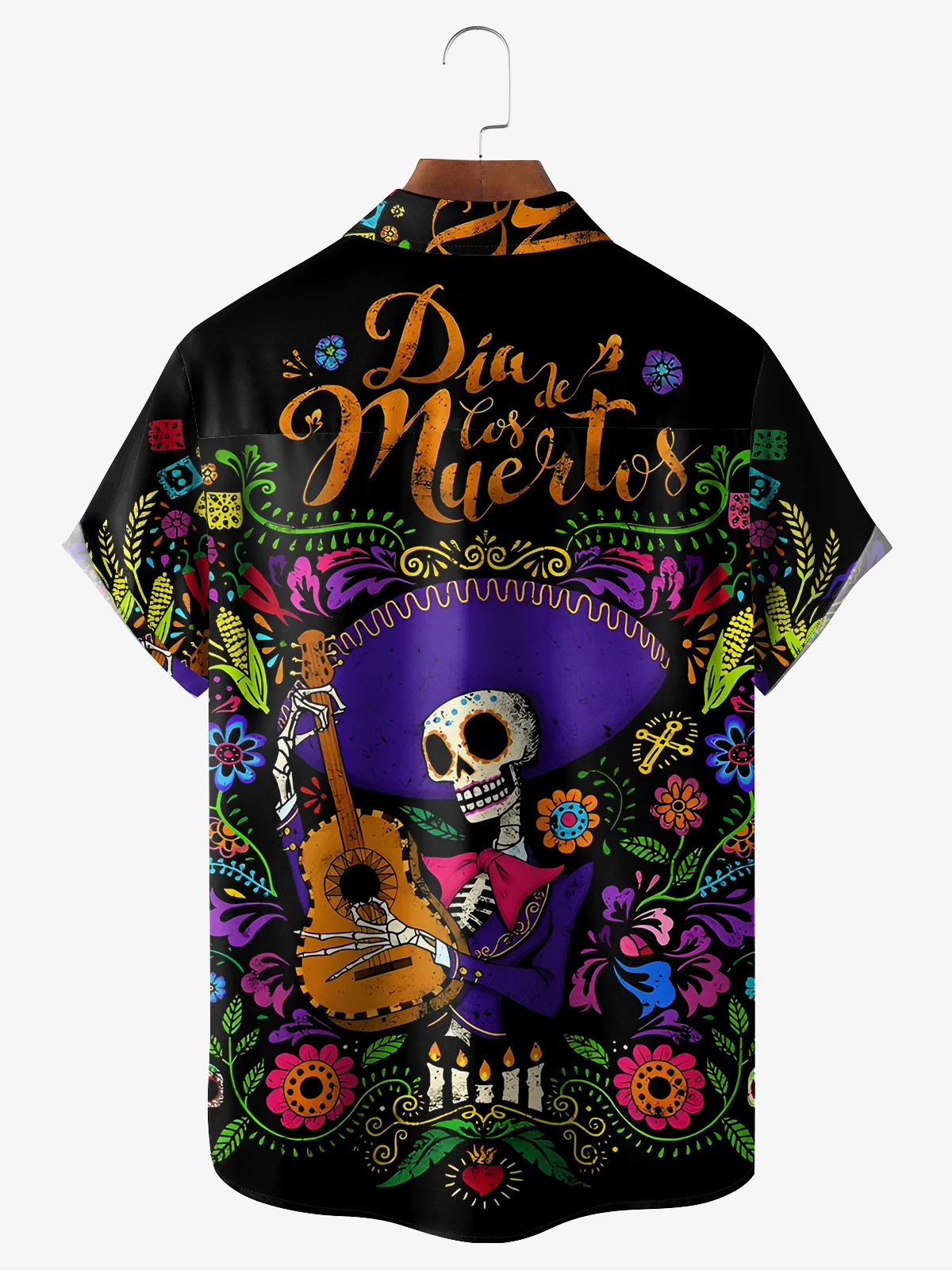 Day of the Dead Chest Pocket Short Sleeve Casual Shirt