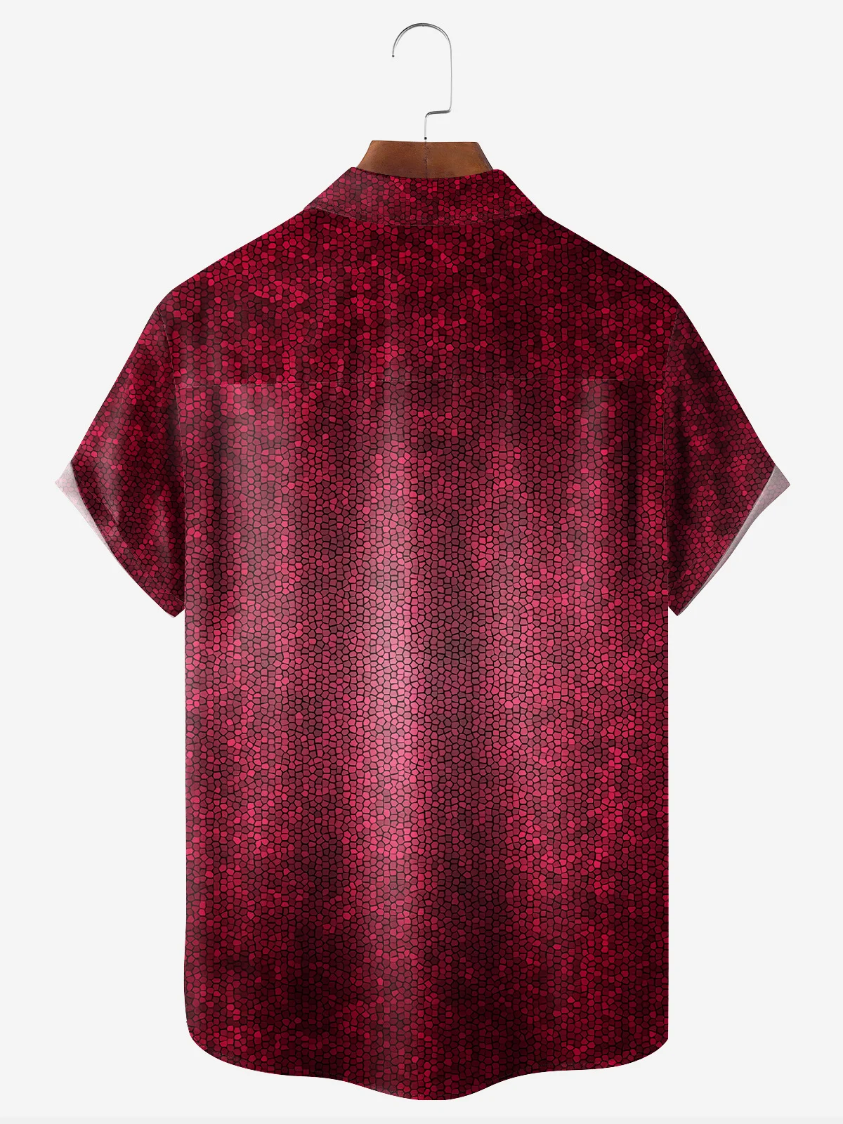 Abstract Honeycomb Chest Pocket Short Sleeve Casual Shirt