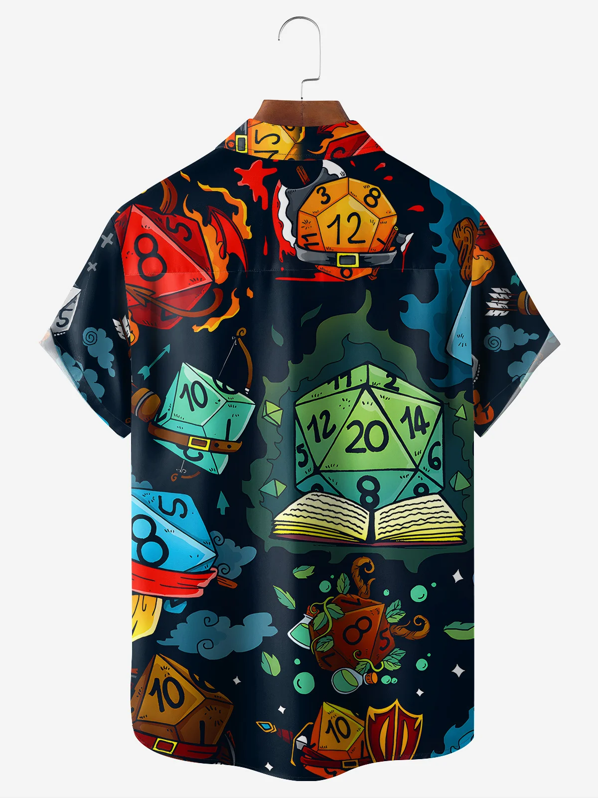 Game Dice Chest Pocket Short Sleeve Casual Shirt