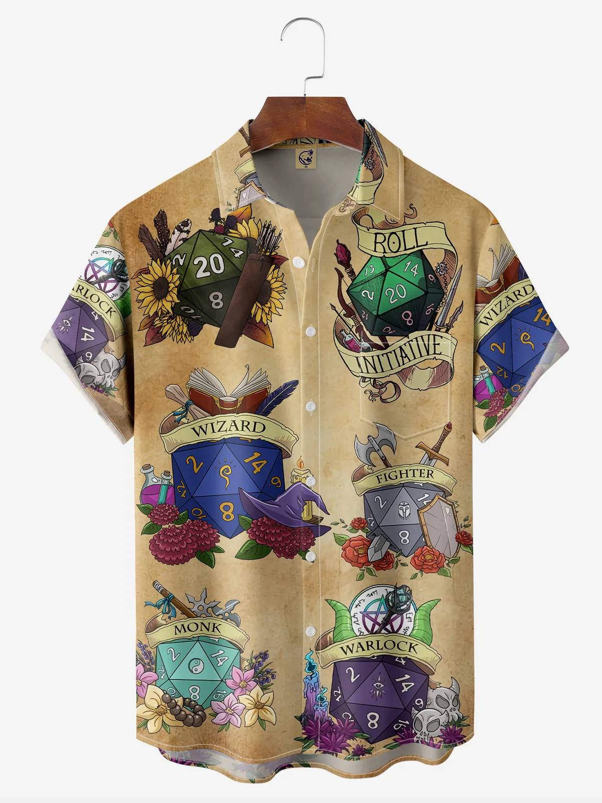 Dice Chest Pocket Short Sleeve Casual Shirt