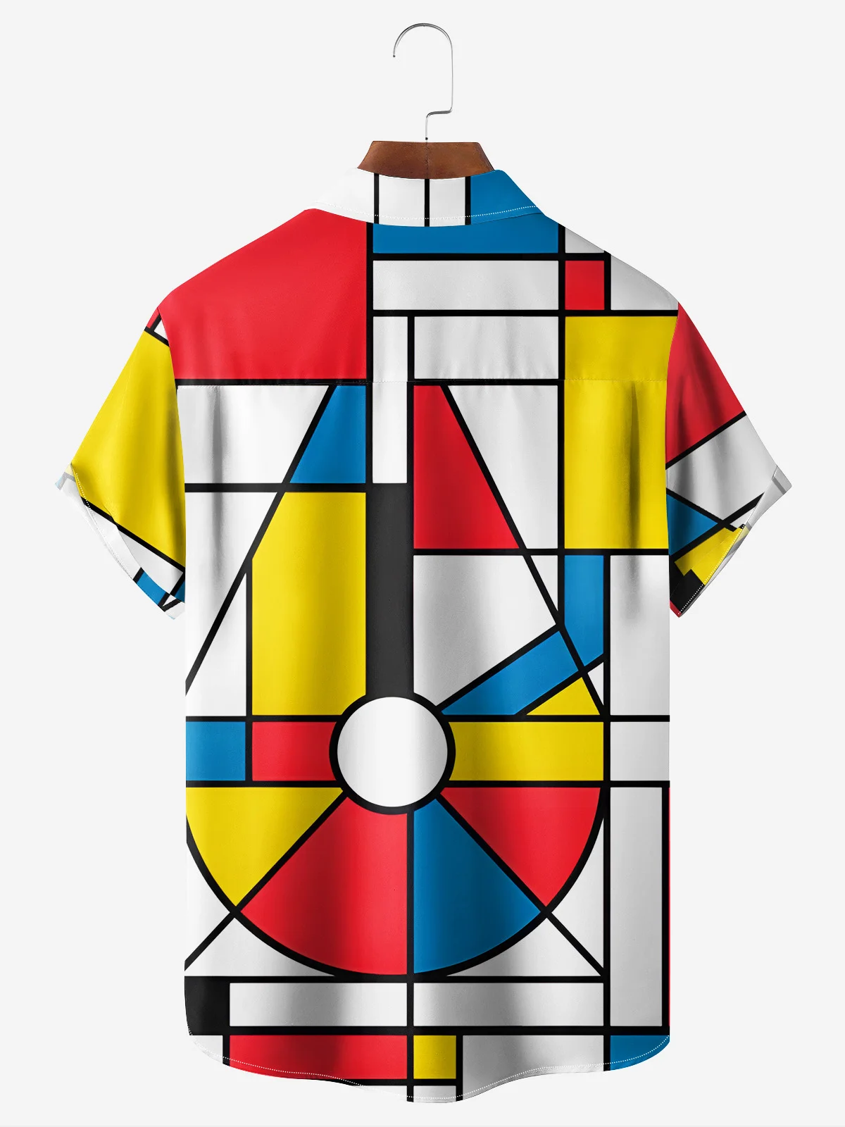 Geometric Art Chest Pocket Short Sleeve Casual Shirt
