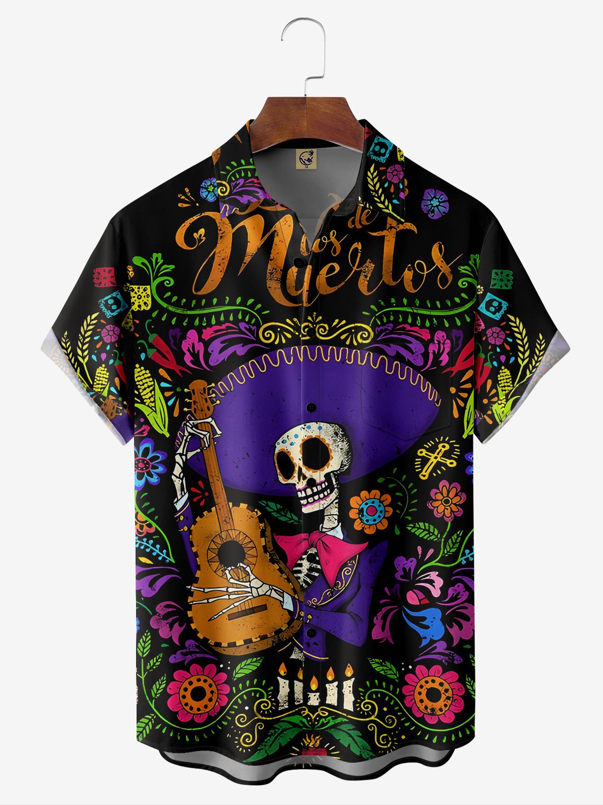 Day of the Dead Chest Pocket Short Sleeve Casual Shirt