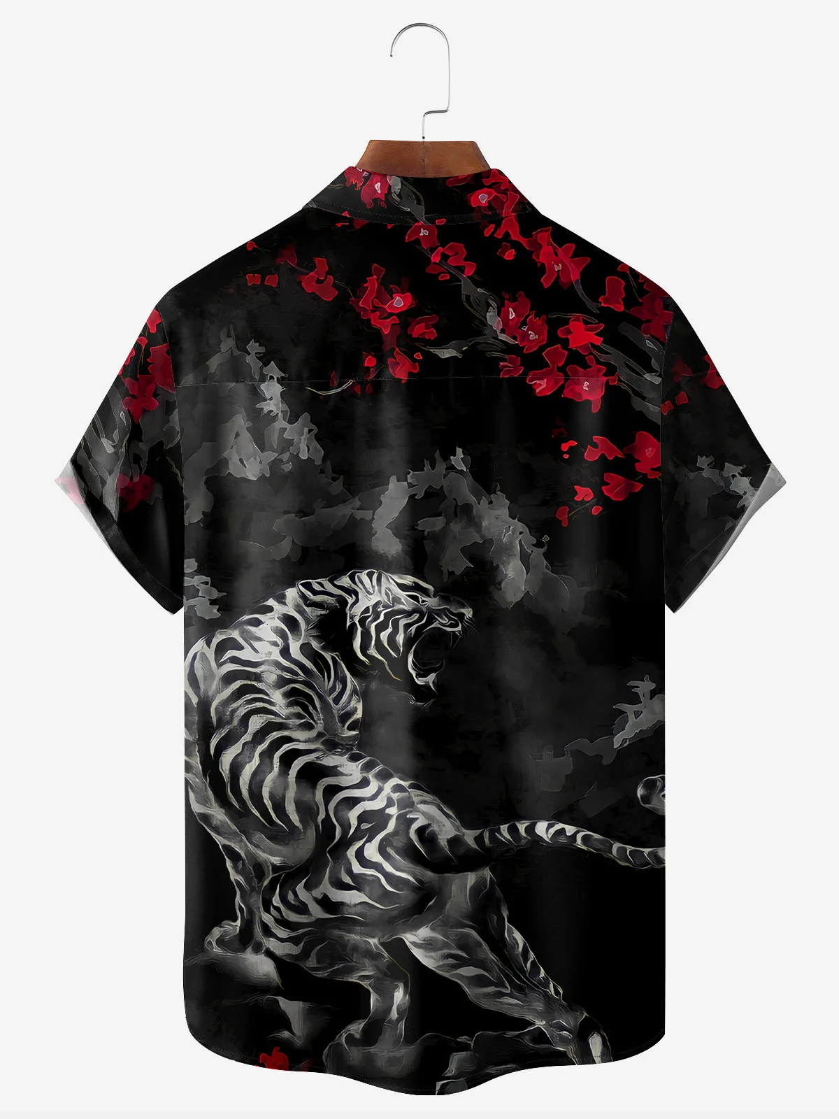 Ukiyo-e Tiger Chest Pocket Short Sleeve Hawaiian Shirt