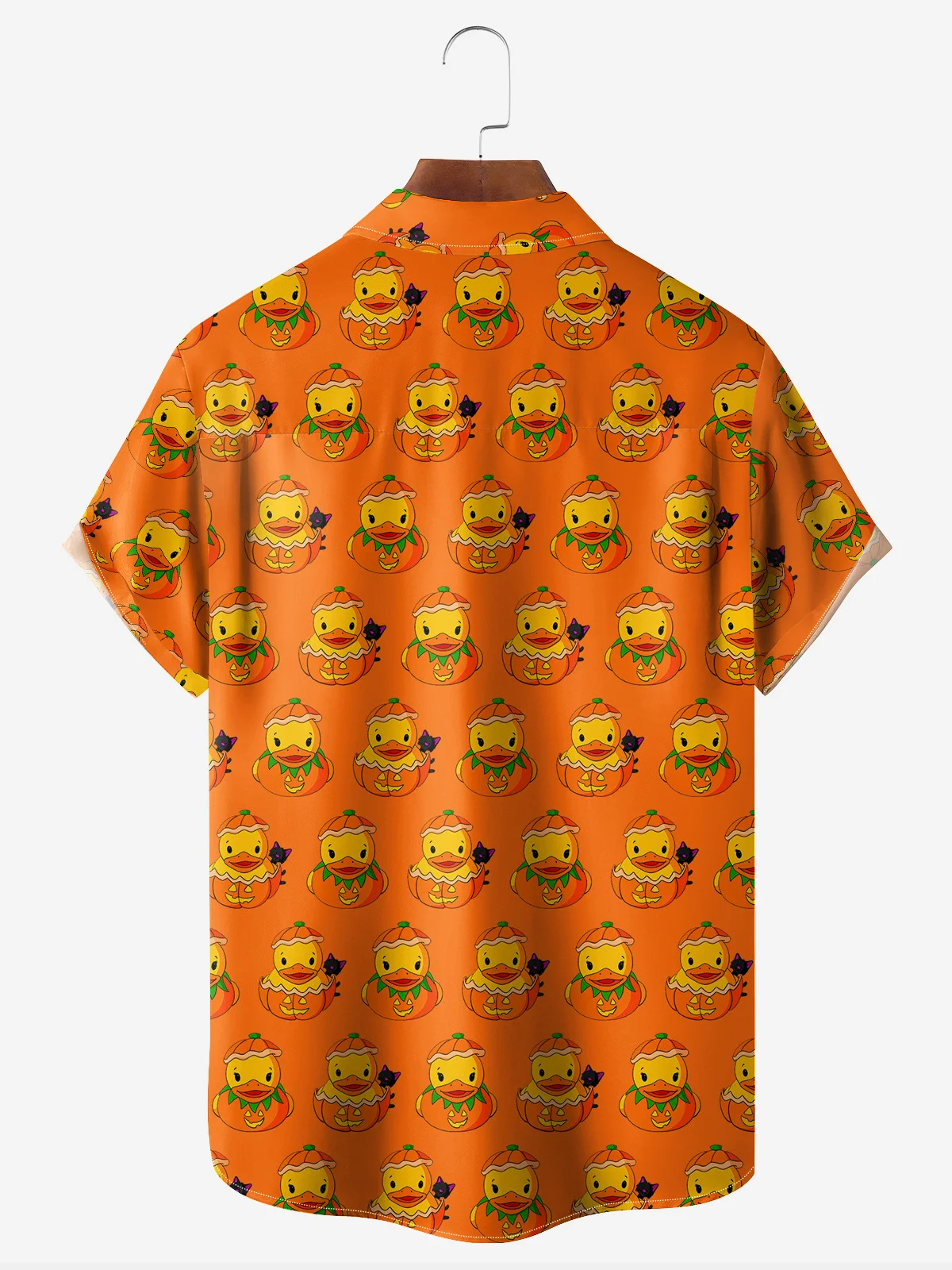 Halloween Duck Chest Pocket Short Sleeve Hawaiian Shirt