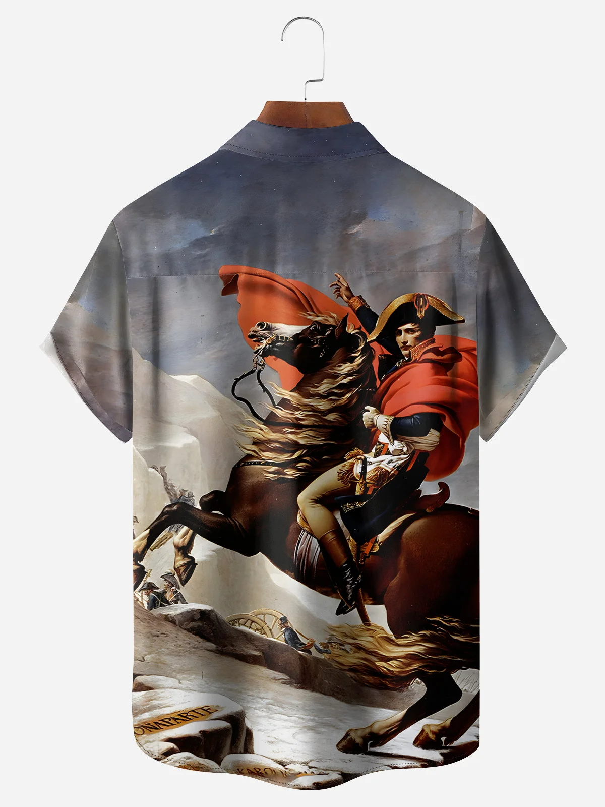 Horse Riding Painting Chest Pocket Short Sleeve Casual Shirt