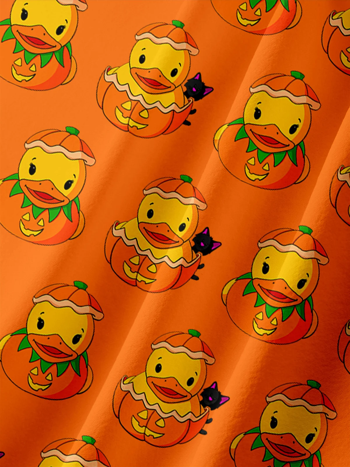 Halloween Duck Chest Pocket Short Sleeve Hawaiian Shirt