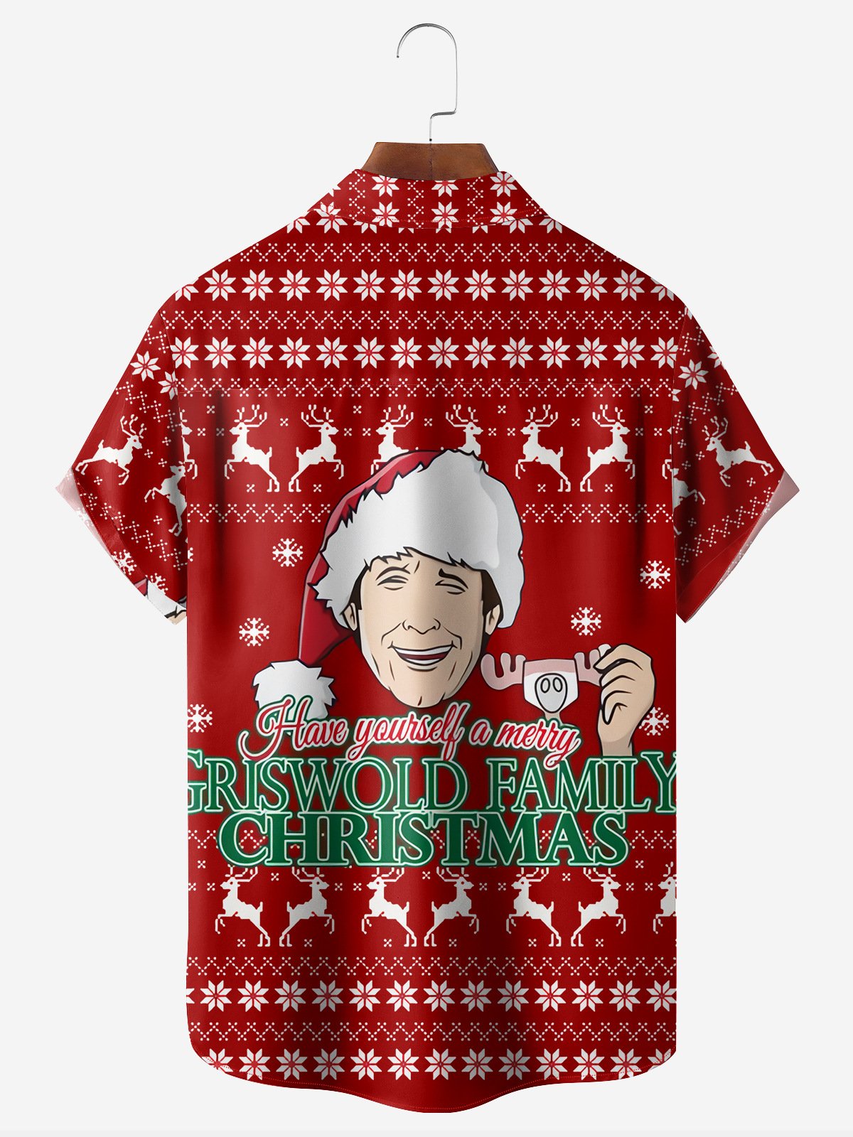 Christmas Chest Pocket Short Sleeve Casual Shirt