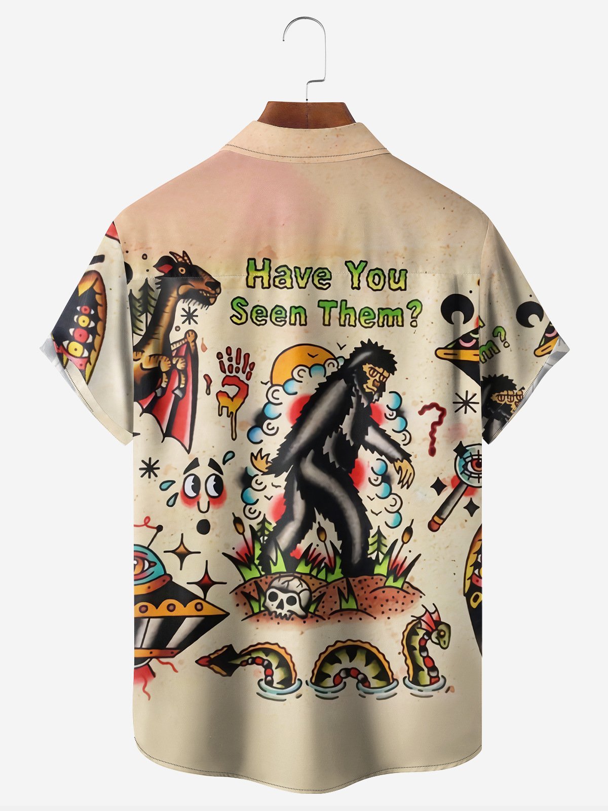Mothman Gorilla Chest Pocket Short Sleeve Hawaiian Shirt