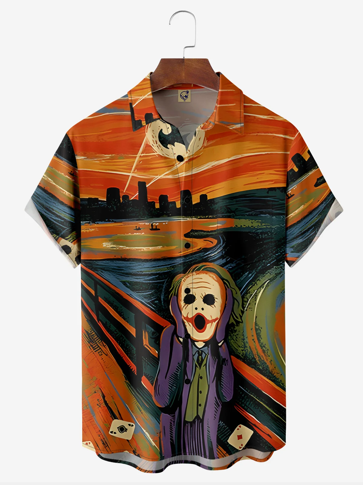 Halloween Chest Pocket Short Sleeve Casual Shirt