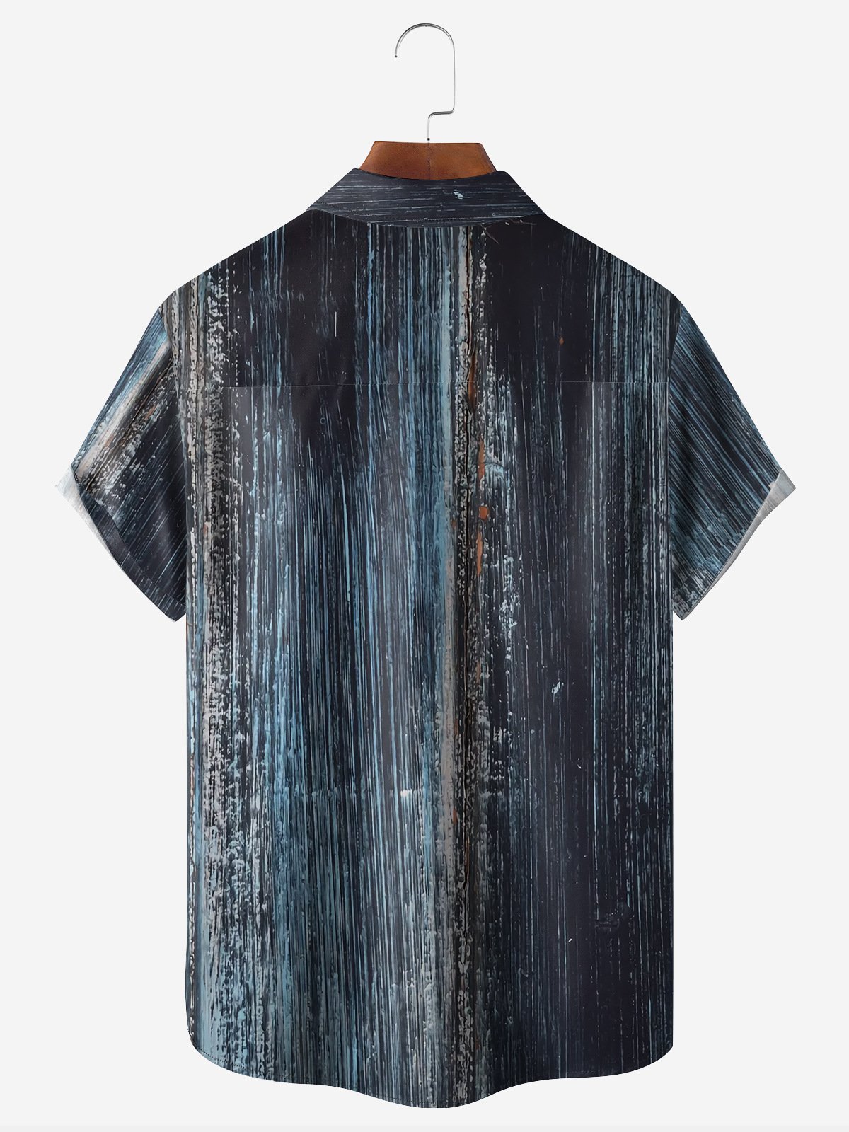 Abstract Striped Chest Pocket Short Sleeve Casual Shirt