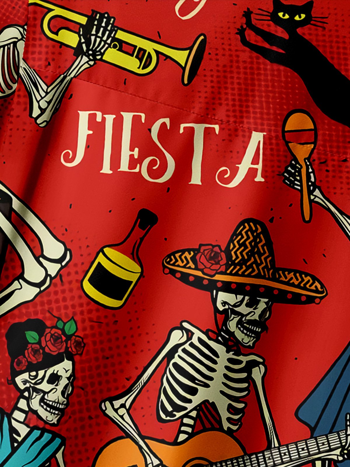 Day of the Dead Chest Pocket Short Sleeve Casual Shirt