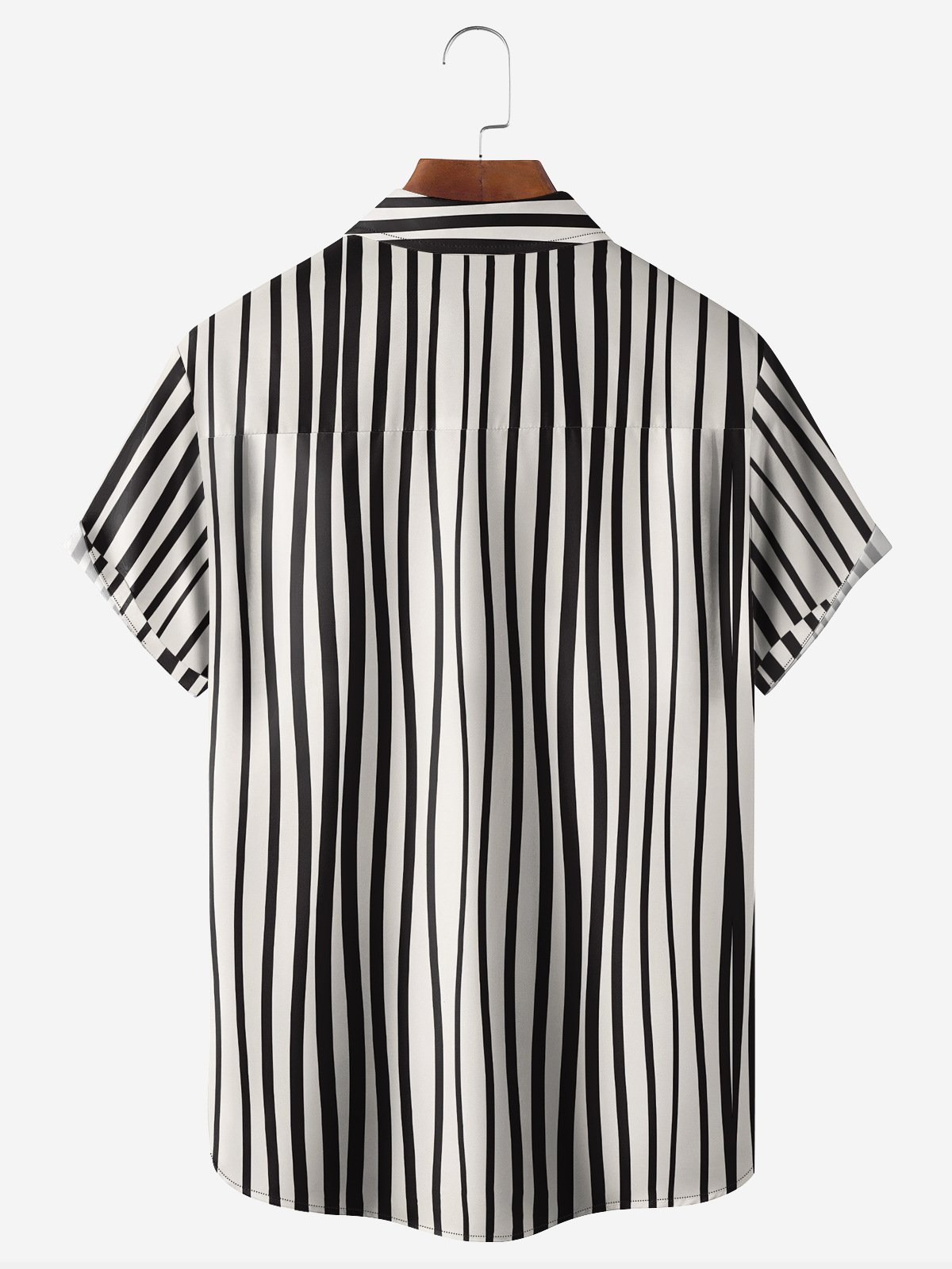 Geometric Stripe Chest Pocket Short Sleeve Casual Shirt